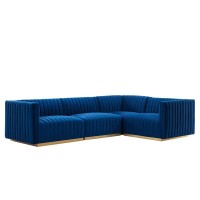 Conjure Channel Tufted Performance Velvet 4Piece Sectional