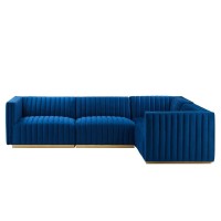 Conjure Channel Tufted Performance Velvet 4Piece Sectional