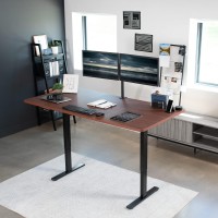 Vivo Electric Height Adjustable 71 X 36 Inch Memory Stand Up Desk, Extra Deep Dark Walnut Table Top, Black Frame, Standing Workstation With Preset Controller, 1B Series, Desk-Kit-1B7D-36