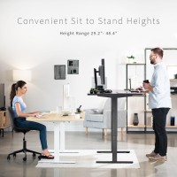 Vivo Electric Height Adjustable 71 X 36 Inch Memory Stand Up Desk, Extra Deep White Table Top, White Frame, Standing Workstation With Preset Controller, 1B Series, Desk-Kit-1W7W-36