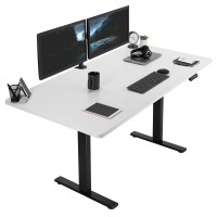 Vivo Electric Height Adjustable 71 X 36 Inch Memory Stand Up Desk, Extra Deep White Table Top, Black Frame, Standing Workstation With Preset Controller, 1B Series, Desk-Kit-1B7W-36