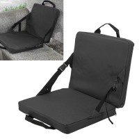 Heayzoki Outdoor Foldable Cushion Chair With Backrest, Soft Sponge Cushion Back Chair For Stadium And Beach,Easy Storage And Carrying (Black)