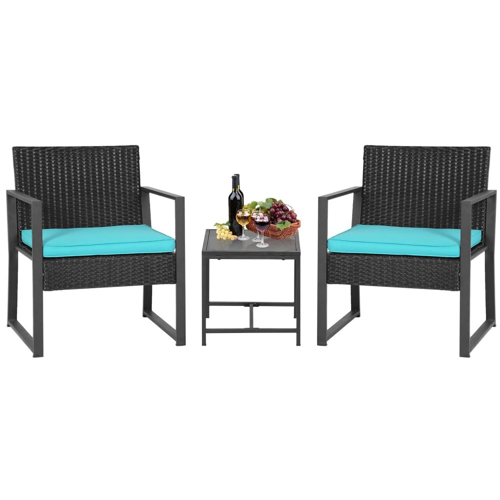 Fdw 3 Piece Outdoor Bistro Set Patio Furniture Sets Wicker Patio Chairs Rattan Outdoor Furniture For Backyard Porch Poolside Law