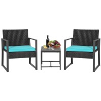 Fdw 3 Piece Outdoor Bistro Set Patio Furniture Sets Wicker Patio Chairs Rattan Outdoor Furniture For Backyard Porch Poolside Law