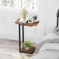 Hosfais Small Side Table End Table C Shaped Barrel Coffee Table With Metal Frame Wooden Tv Tray For Living Room Bedroom Couc