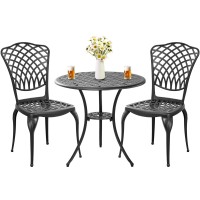 Withniture 3 Piece Bistro Table Set Antirust Outdoor Bistro Set Cast Alumiunm Patio Table And Chairs Set For 2 Patio Bistro Se