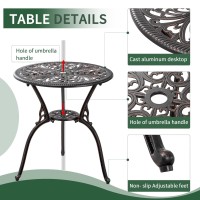 Withniture 3 Piece Patio Set Metal Bistro Set Cast Aluminum Outdoor Bistro Table And Chairs Set Of 2 With Umbrella Hole All Weat