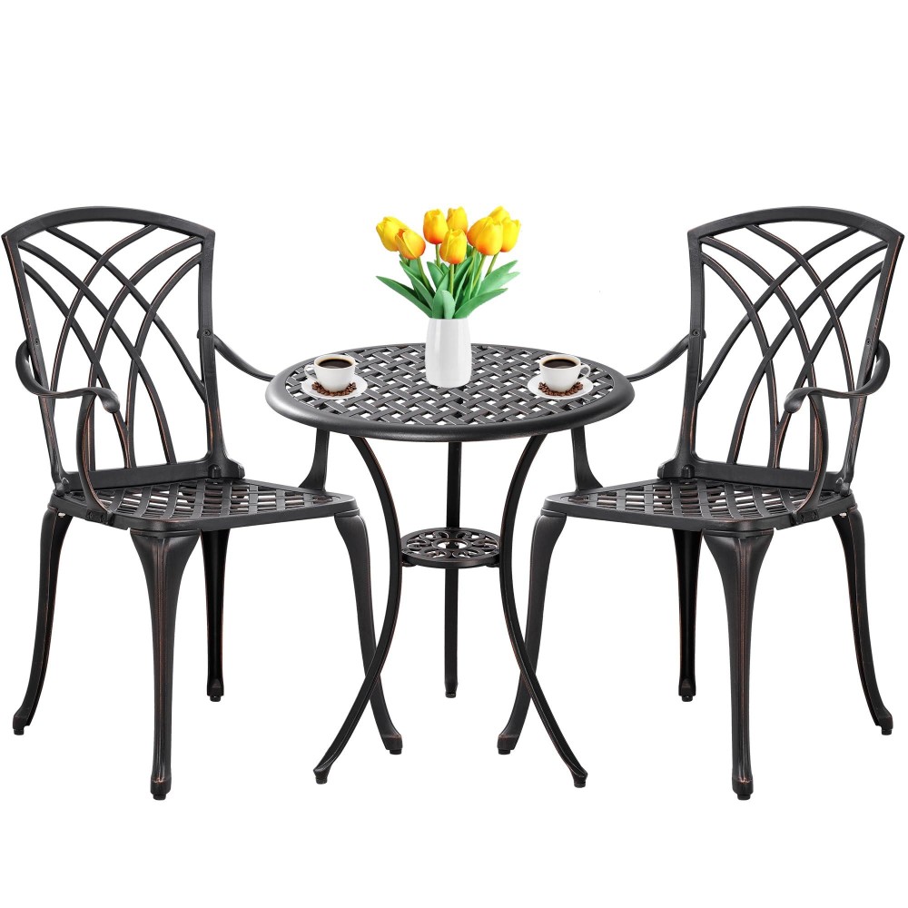 Withniture 3 Piece Patio Bistro Set Outdoor Bistro Table Set Anti Rust Bistro Table And Chairs Wumbrella Hole Durable Patio Se