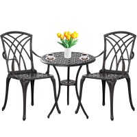 Withniture 3 Piece Patio Bistro Set Outdoor Bistro Table Set Anti Rust Bistro Table And Chairs Wumbrella Hole Durable Patio Se