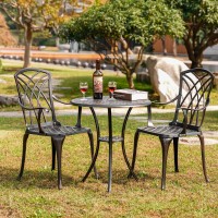 Withniture 3 Piece Bistro Patio Set Cast Alumiunm Patio Furniture Set All Weather Bistro Table And Chairs Set Of 2 With 197 U