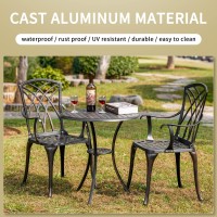 Withniture 3 Piece Bistro Patio Set Cast Alumiunm Patio Furniture Set All Weather Bistro Table And Chairs Set Of 2 With 197 U