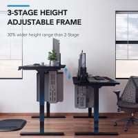 Flexispot Pro 3 Stages Dual Motor Electric Standing Desk 60X24 Inches Whole-Piece Desk Board Height Adjustable Desk Electric Stand Up Desk Sit Stand Desk(Black Frame + Black Desktop)