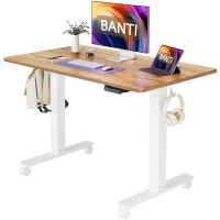 Banti Standing Desk, 40 X 24 Inch Electric Stand Up Height Adjustable Home Office Table, Sit Stand Desk With Splice Board, Black