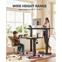 Banti Standing Desk, 48 X 24 Inch Electric Stand Up Height Adjustable Home Office Table, Sit Stand Desk With Splice Board, Black