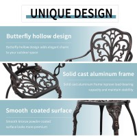 Withniture Bistro Set 3 Piece Outdoor Bistro Table And Chair Set Of 2 Cast Aluminum Patio Furniture With Umbrella Hole Patio Bis