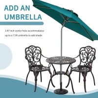 Withniture Bistro Set 3 Piece Outdoor Bistro Table And Chair Set Of 2 Cast Aluminum Patio Furniture With Umbrella Hole Patio Bis