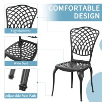 Withniture Black Cast Aluminum Bistro Set 3 Piece Outdoor Small Patio Table And Chairs With Umbrella Hole Outdoor Bistro Set For