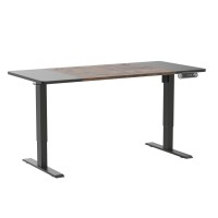 Bunoem Height Adjustable Electric Standing Desk, 63X30 Height Stand Up Computer Desk,Sit And Stand Home Office Desk With Splice Board (Brown+Black Top, Black Frame)