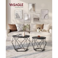 Vasagle Small Coffee Table Set Of 2, Round Coffee Table With Steel Frame, Side End Table For Living Room, Bedroom, Office, Black