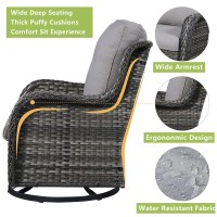 Rilyson Wicker Patio Furniture Set 4 Piece Rattan Outdoor Sectional Conversation Sets With 2 Swivel Rocking Chairs 2 Ottomans