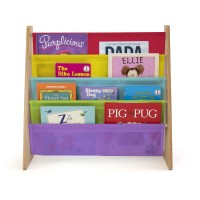 Humble Crew 4Tier Kids Bookshelf Natural Woodrainbow Premium Book Shelf For Kids Rooms With Four Deep Pockets Toddler Sli