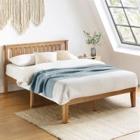 Mellow Marley 14 Inch Solid Wood Platform Bed With Paneled Headboard Natural Pine Queen