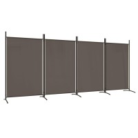 Vidaxl 4-Panel Room Divider, Anthracite Room Partition, Iron And Polyester Fabric, Foldable, Versatile Function For Privacy And Light Blocking, 136.2