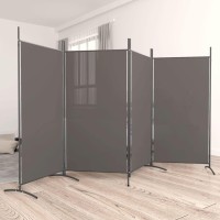 Vidaxl 4-Panel Room Divider, Anthracite Room Partition, Iron And Polyester Fabric, Foldable, Versatile Function For Privacy And Light Blocking, 136.2