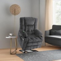 Mcombo Dual Motor Power Lift Recliner Chair With Massage And Heat For Elderly People, Infinite Position, Usb Ports, Cup Holders, Fabric 7890 (Medium-Regular, Dark Grey)