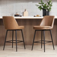 Chita Counter Height Swivel Barstools Fsc Certified Upholstered Faux Leather Bar Stools Set Of 2 Metal Base 272 Seat Heigh