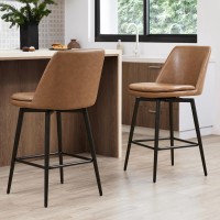 Chita Counter Height Swivel Barstools Fsc Certified Upholstered Faux Leather Bar Stools Set Of 2 Metal Base 272 Seat Heigh