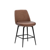 Chita Counter Height Swivel Barstools Fsc Certified Upholstered Faux Leather Bar Stools Set Of 2 Metal Base 272 Seat Heigh