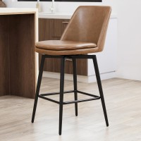 Chita Counter Height Swivel Barstools Fsc Certified Upholstered Faux Leather Bar Stools Set Of 2 Metal Base 272 Seat Heigh