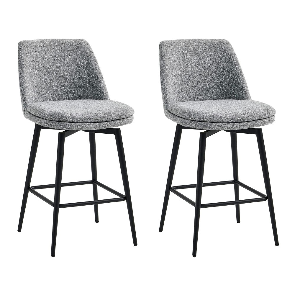 Chita Counter Height Swivel Barstools Fsc Certified Upholstered Fabric Bar Stools Set Of 2 Metal Base 272 Seat Height Gre