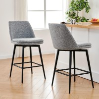 Chita Counter Height Swivel Barstools Fsc Certified Upholstered Fabric Bar Stools Set Of 2 Metal Base 272 Seat Height Gre