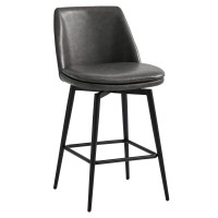 Chita Counter Height Swivel Barstools Fsc Certified Upholstered Faux Leather Bar Stools Set Of 2 Metal Base 272 Seat Heigh