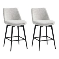 Chita Counter Height Swivel Barstools Fsc Certified Upholstered Fabric Bar Stools Set Of 2 Metal Base 272 Seat Height Whi