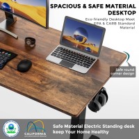 Standing Desk, 55 X 24 In Computer Desk Electric Height Adjustable Desk Home Office Desks Sit Stand Up Desk Computer Table With Memory Controller/Headphone Hook, Rustic Brown