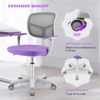 Costzon Kids Desk Chair, Children Study Computer Chair With Adjustable Height, Lumbar Support, Smooth Casters, Swivel Mesh Seat, Ergonomic Kids Task Chair For 3-10, Home, School, Office (Purple)