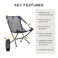 Nemo Moonlite Reclining Camp Chair | Portable Backpacking And Camping Chair With Adjustable And Foldable Options, Black Pearl