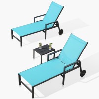 Purple Leaf 2 Pieces Outdoor Chaise Lounge Aluminum Patio Lounge Chair With Wheels And Armrests Outdoor Lounge Recliner Chair Fo