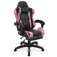 Monibloom Gaming Chair With Headrest Lumbar Support Ergonomic Computer Racing Chair With Footrest Adjustable Hight Leather Sw