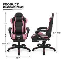 Monibloom Gaming Chair With Headrest Lumbar Support Ergonomic Computer Racing Chair With Footrest Adjustable Hight Leather Sw