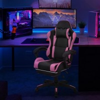 Monibloom Gaming Chair With Headrest Lumbar Support Ergonomic Computer Racing Chair With Footrest Adjustable Hight Leather Sw