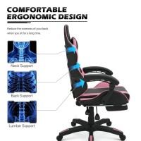 Monibloom Gaming Chair With Headrest Lumbar Support Ergonomic Computer Racing Chair With Footrest Adjustable Hight Leather Sw