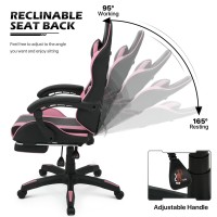 Monibloom Gaming Chair With Headrest Lumbar Support Ergonomic Computer Racing Chair With Footrest Adjustable Hight Leather Sw