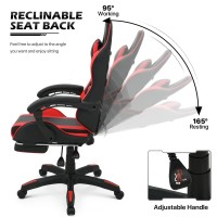 Monibloom Gaming Chair With Footrest High Back Video Game Chair With Headrest Lumbar Support Height Adjustable Leather Swivel