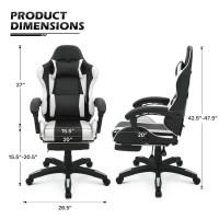 Monibloom Gaming Chair With Headrest Lumbar Support Ergonomic Computer Racing Chair With Footrest Adjustable Hight Leather Sw