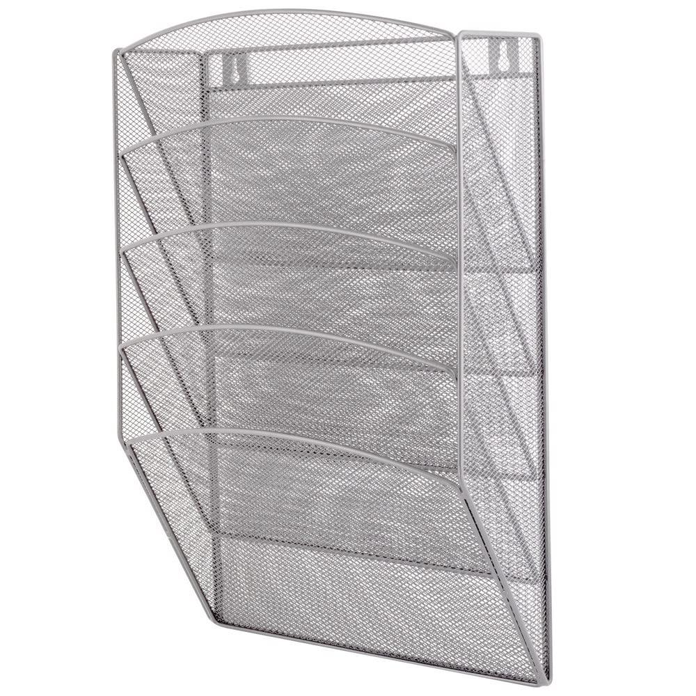 D.Rect Set Of 5 Metal Shelves For Documents, Correspondence, Magazines, Etc. Made Of Metal Mesh With Silver Finish.