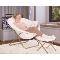 Milliard Cozy Chairfaux Fur Saucer Chair For Bedroomxlarge White Footrest